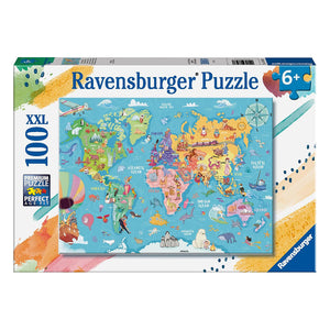 Map of the World XXL 100 Piece Jigsaw Puzzle - Ravensburger