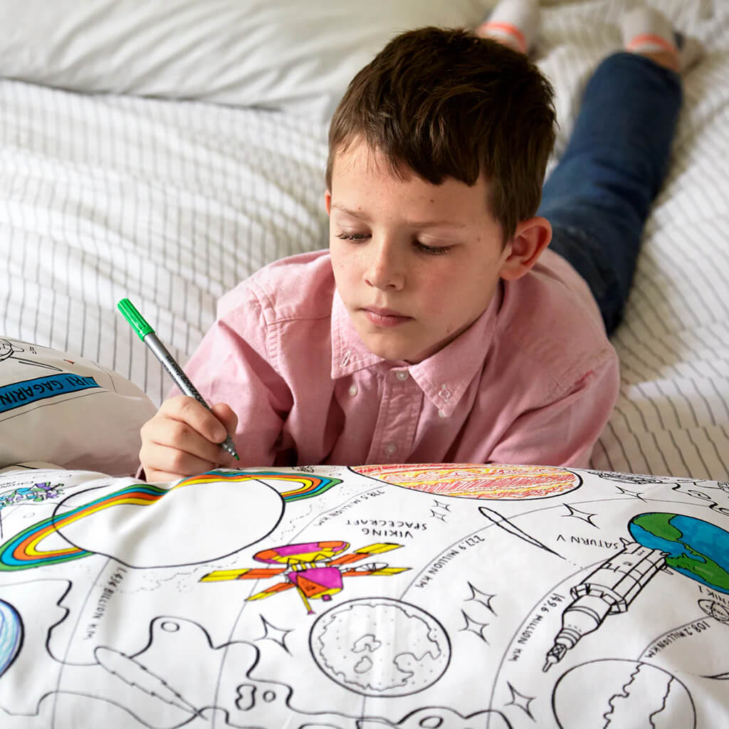 Space Explorer Colour-In Pillowcase And Pens - eatsleepdoodle